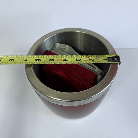Vintage Red Mid Century Modern Ice Bucket - Picture 5 of 7